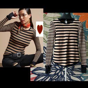CAbi Earn Your Stripes Pullover 3480 - Form Fitting Sweater with Thumb Holes - S
